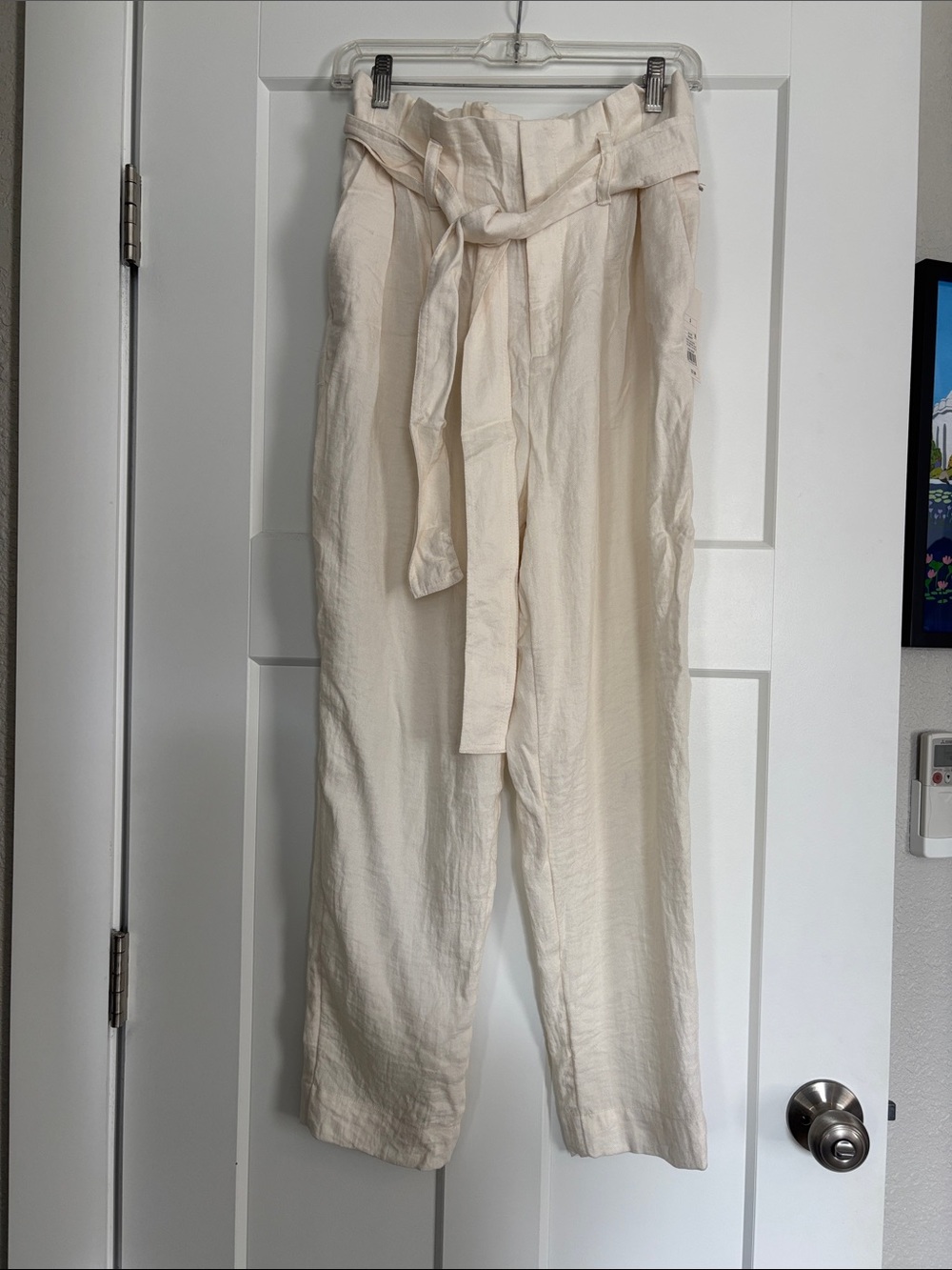 a new day Cream Paperbag Waist Tie Wide-Leg Pants